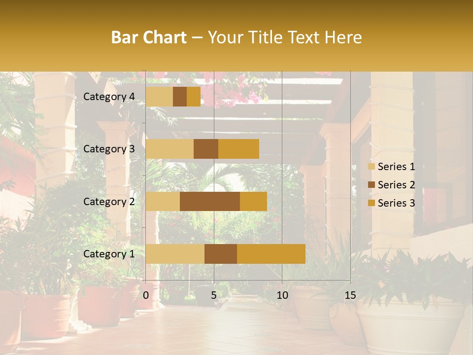 A Large Group Of Potted Plants On A Patio PowerPoint Template