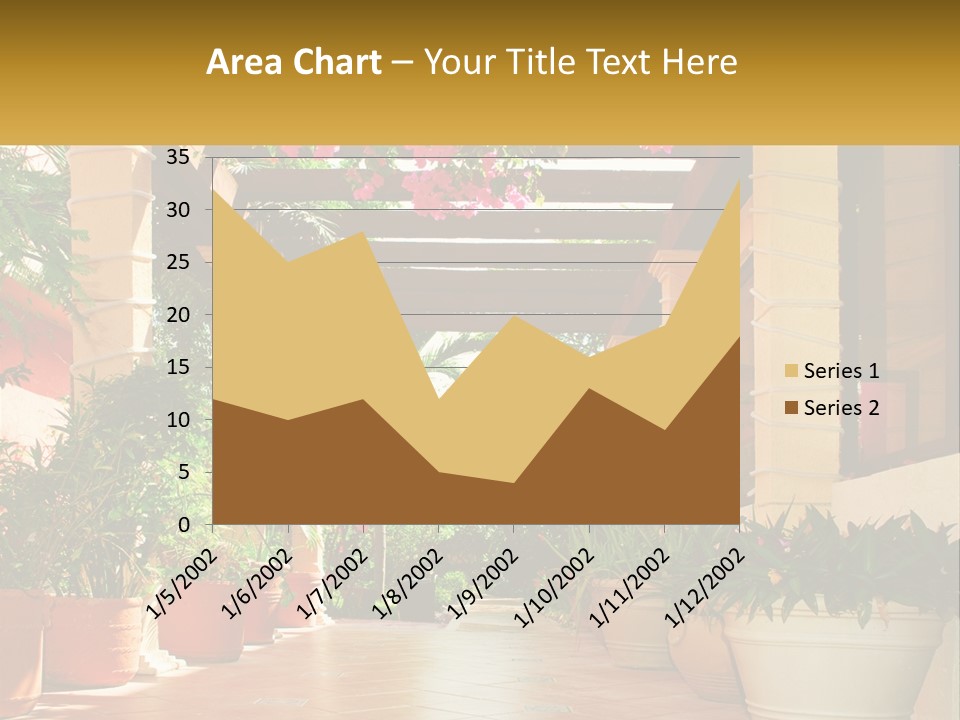 A Large Group Of Potted Plants On A Patio PowerPoint Template
