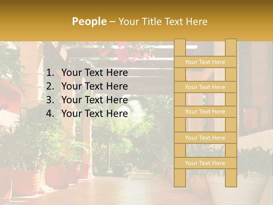 A Large Group Of Potted Plants On A Patio PowerPoint Template