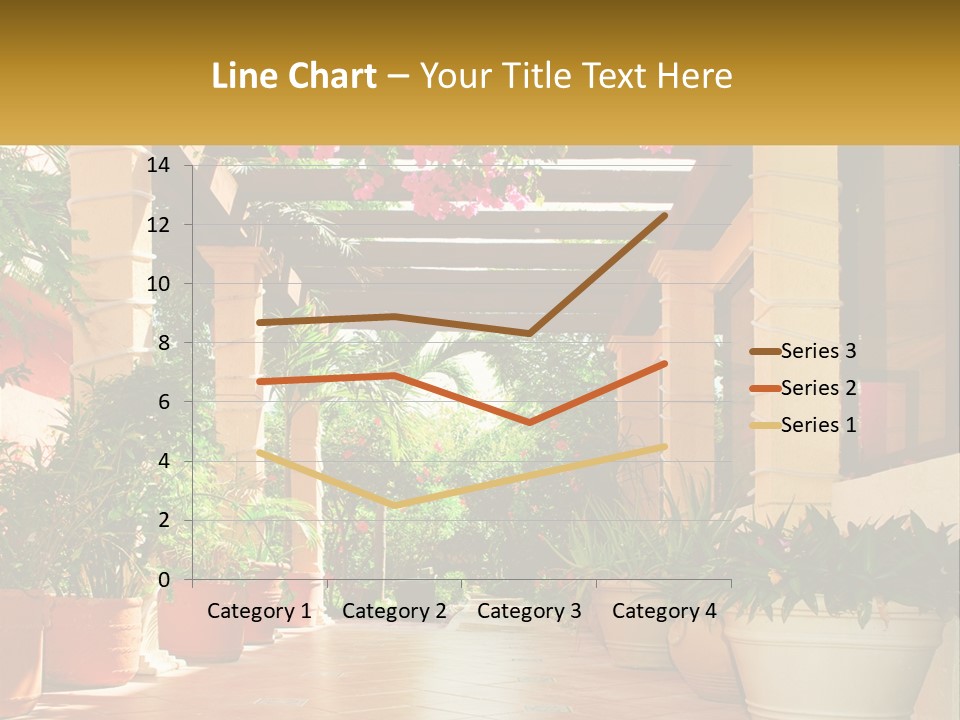 A Large Group Of Potted Plants On A Patio PowerPoint Template