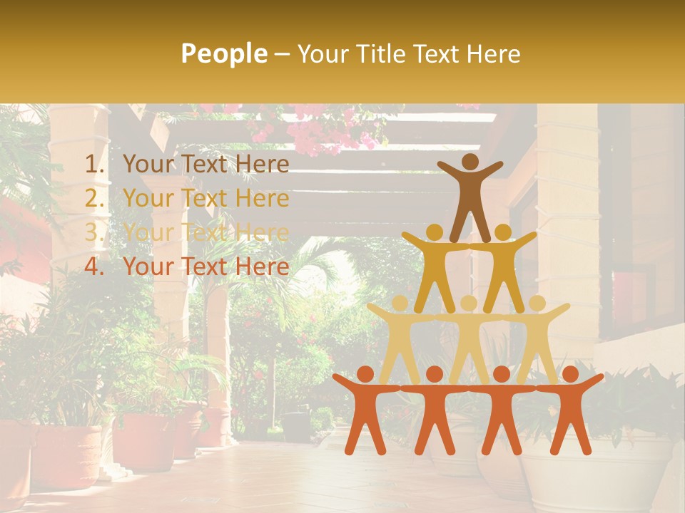 A Large Group Of Potted Plants On A Patio PowerPoint Template