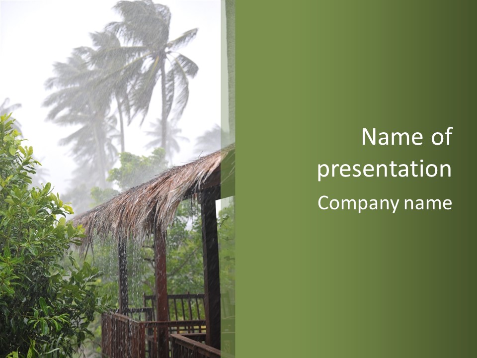 A House With A Thatched Roof In The Jungle PowerPoint Template