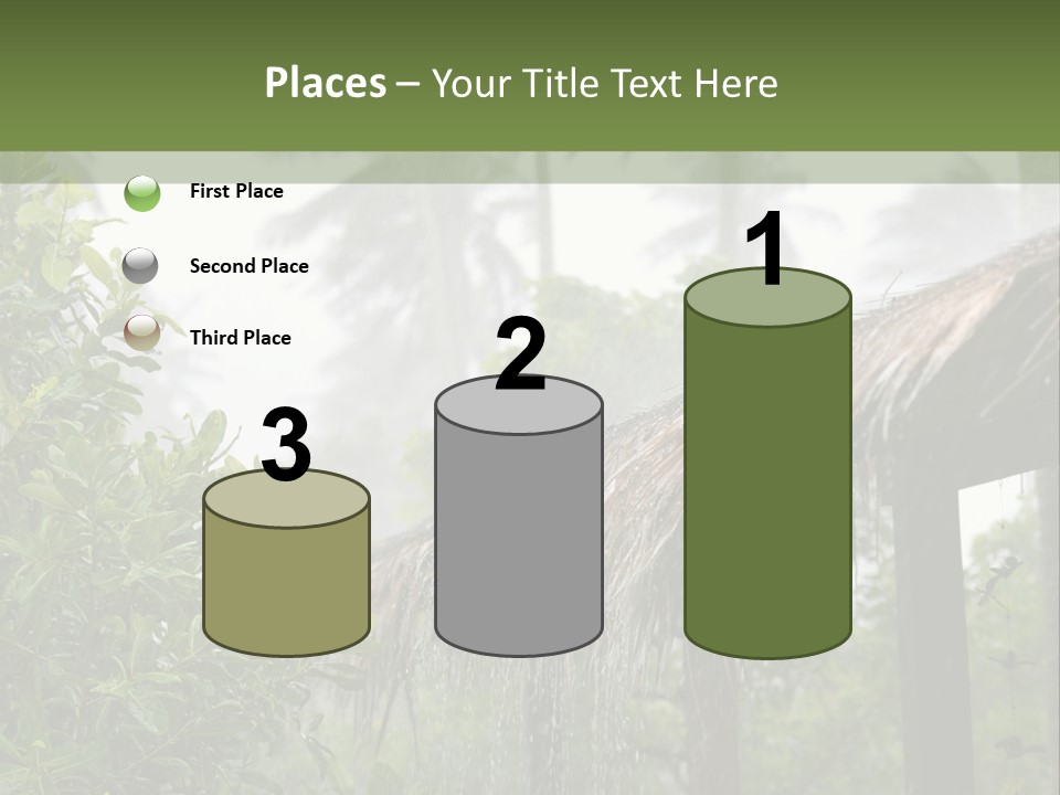 A House With A Thatched Roof In The Jungle PowerPoint Template