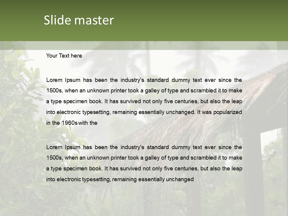 A House With A Thatched Roof In The Jungle PowerPoint Template