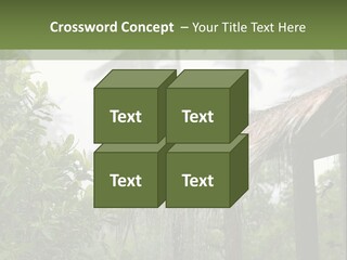 A House With A Thatched Roof In The Jungle PowerPoint Template