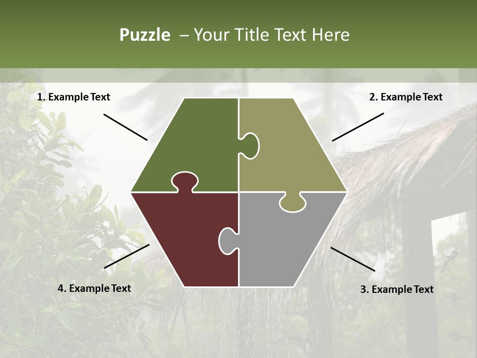 A House With A Thatched Roof In The Jungle PowerPoint Template