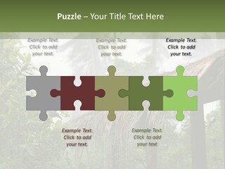 A House With A Thatched Roof In The Jungle PowerPoint Template