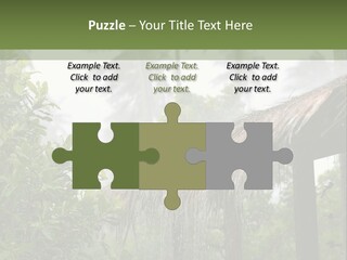 A House With A Thatched Roof In The Jungle PowerPoint Template