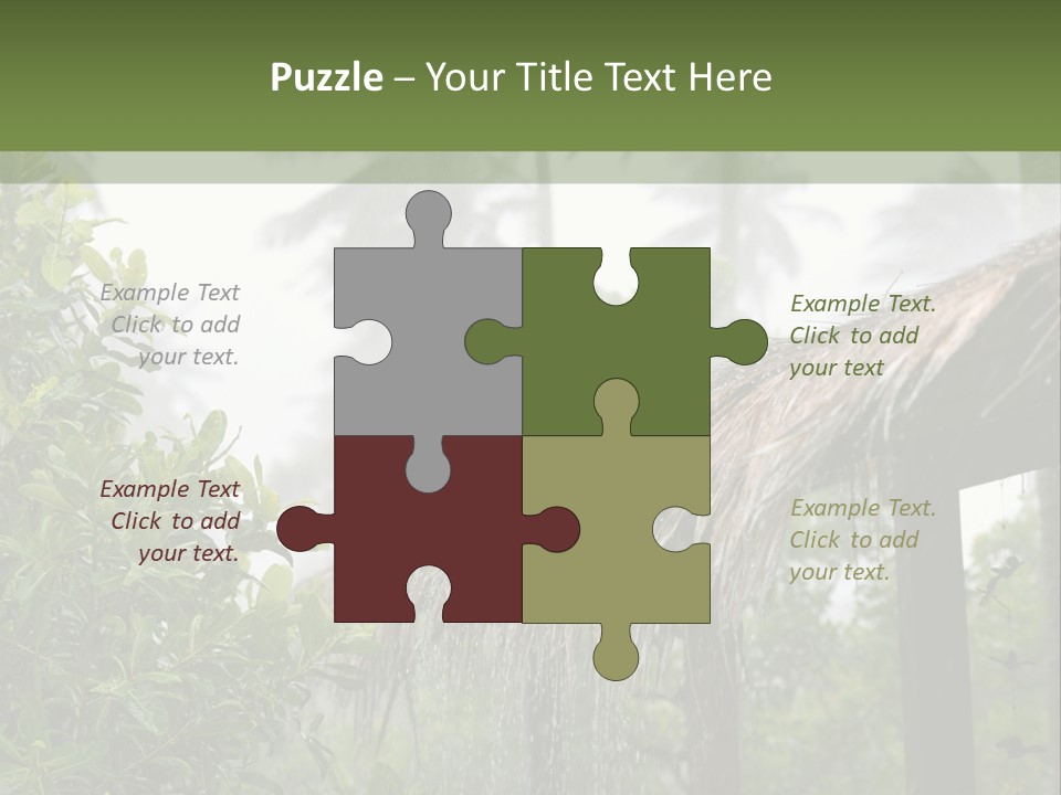 A House With A Thatched Roof In The Jungle PowerPoint Template