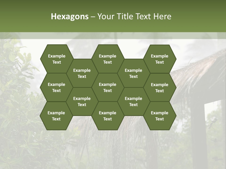 A House With A Thatched Roof In The Jungle PowerPoint Template