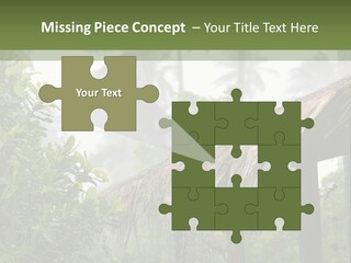 A House With A Thatched Roof In The Jungle PowerPoint Template