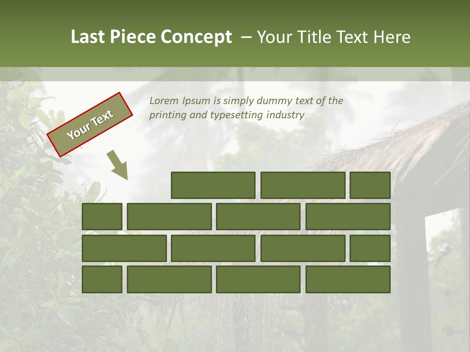 A House With A Thatched Roof In The Jungle PowerPoint Template