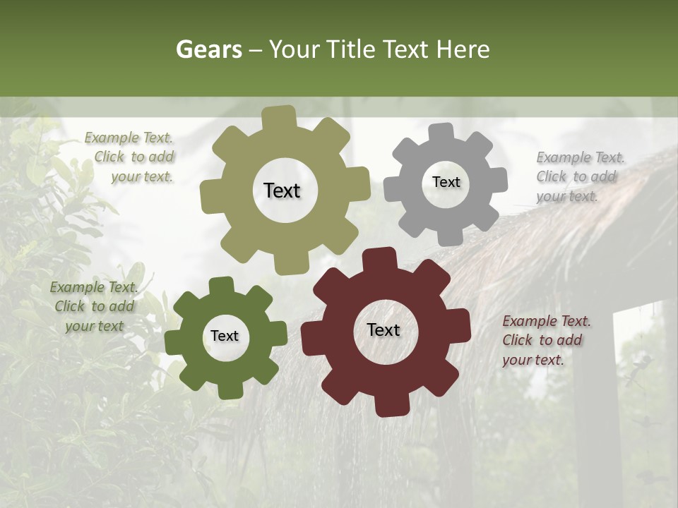 A House With A Thatched Roof In The Jungle PowerPoint Template