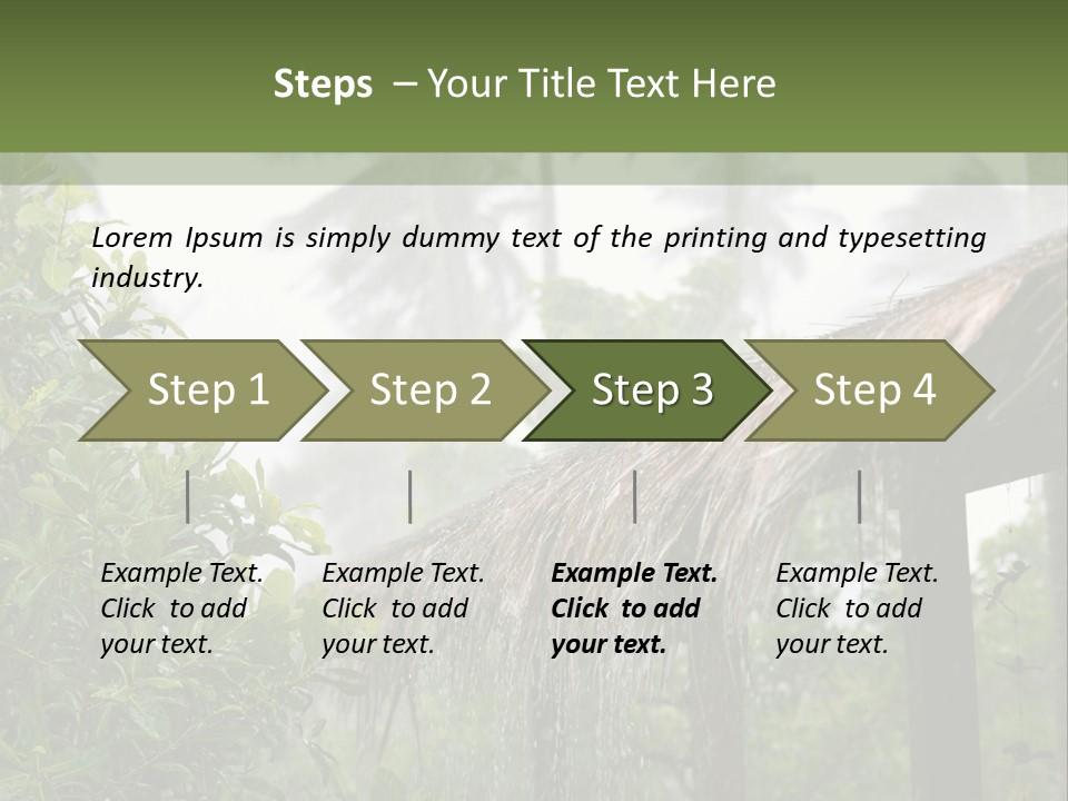 A House With A Thatched Roof In The Jungle PowerPoint Template