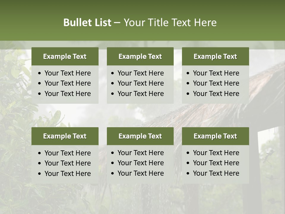 A House With A Thatched Roof In The Jungle PowerPoint Template