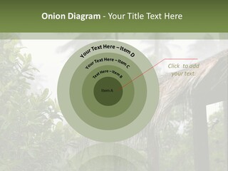 A House With A Thatched Roof In The Jungle PowerPoint Template