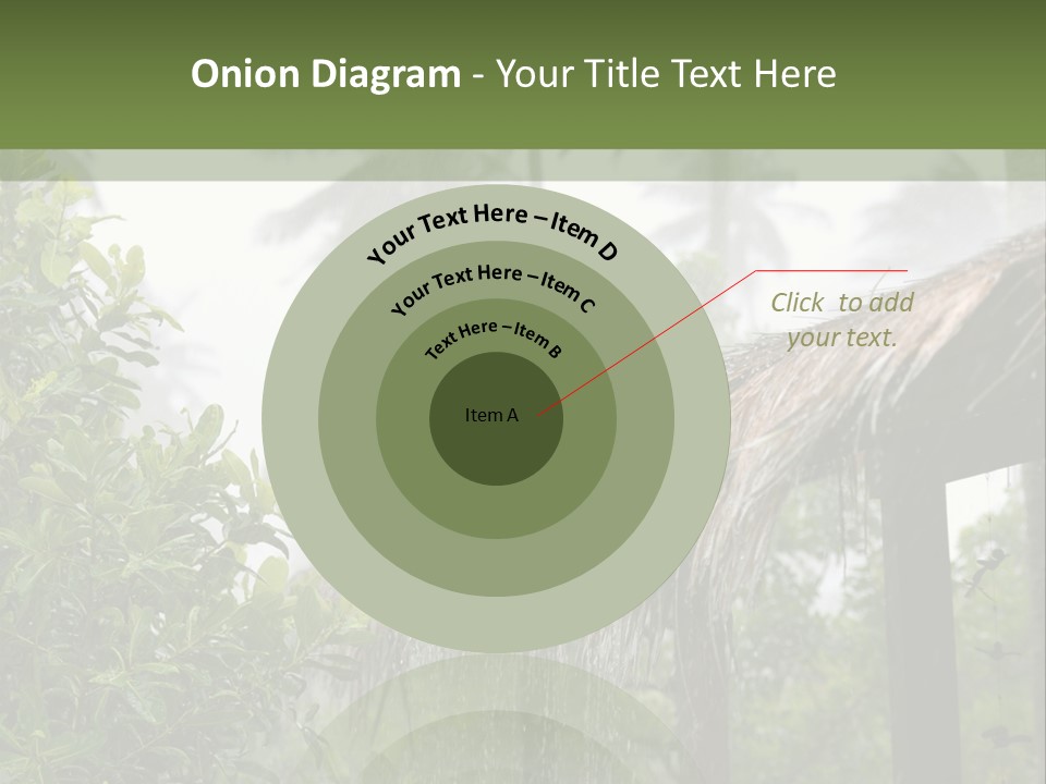 A House With A Thatched Roof In The Jungle PowerPoint Template