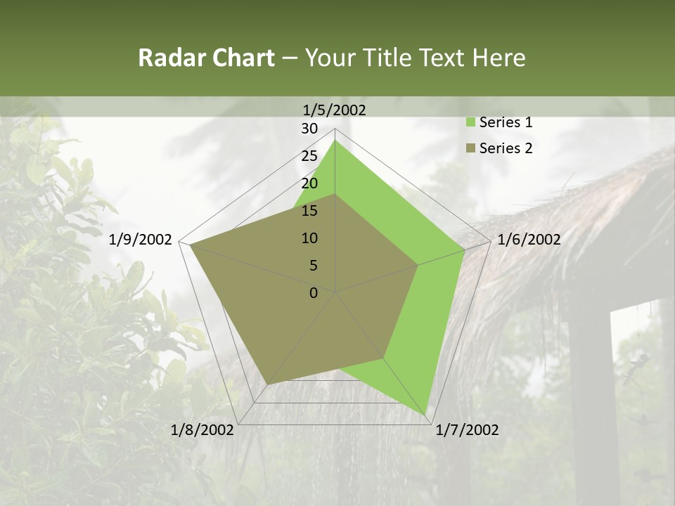 A House With A Thatched Roof In The Jungle PowerPoint Template