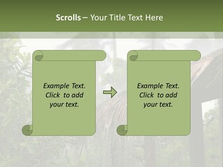 A House With A Thatched Roof In The Jungle PowerPoint Template