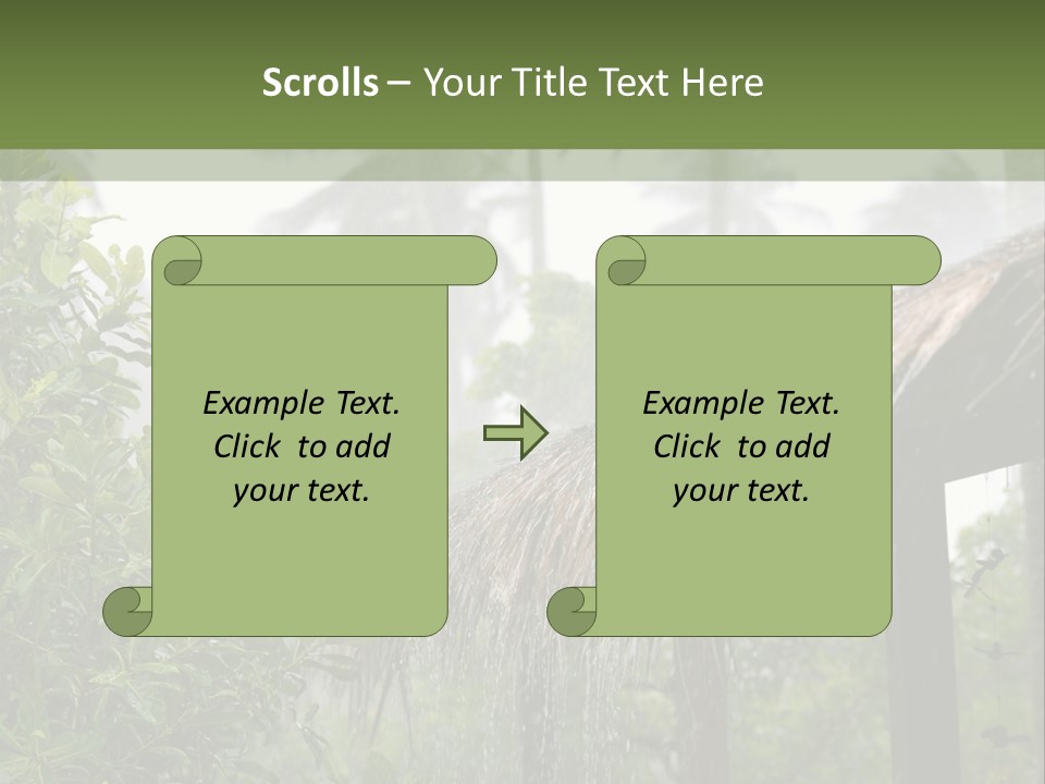 A House With A Thatched Roof In The Jungle PowerPoint Template