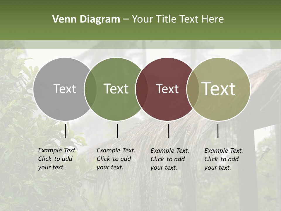 A House With A Thatched Roof In The Jungle PowerPoint Template