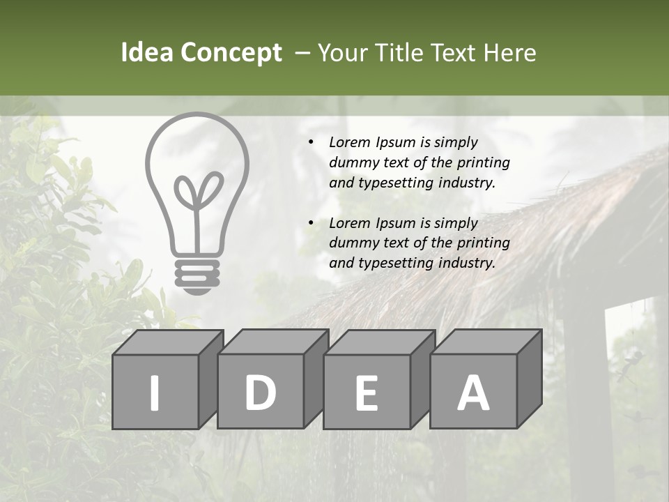 A House With A Thatched Roof In The Jungle PowerPoint Template