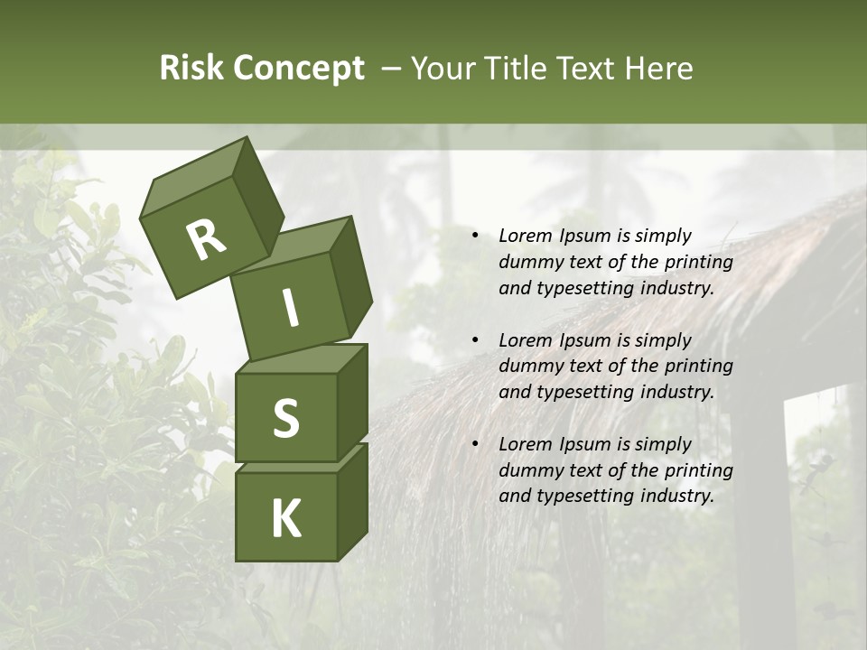 A House With A Thatched Roof In The Jungle PowerPoint Template