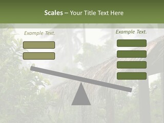 A House With A Thatched Roof In The Jungle PowerPoint Template
