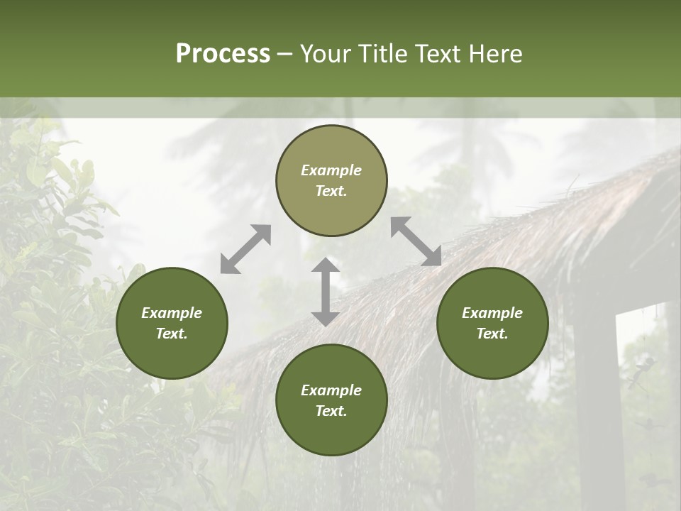 A House With A Thatched Roof In The Jungle PowerPoint Template