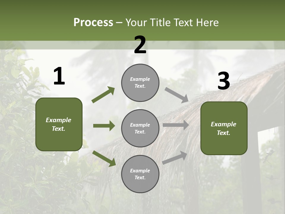 A House With A Thatched Roof In The Jungle PowerPoint Template