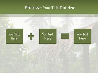 A House With A Thatched Roof In The Jungle PowerPoint Template