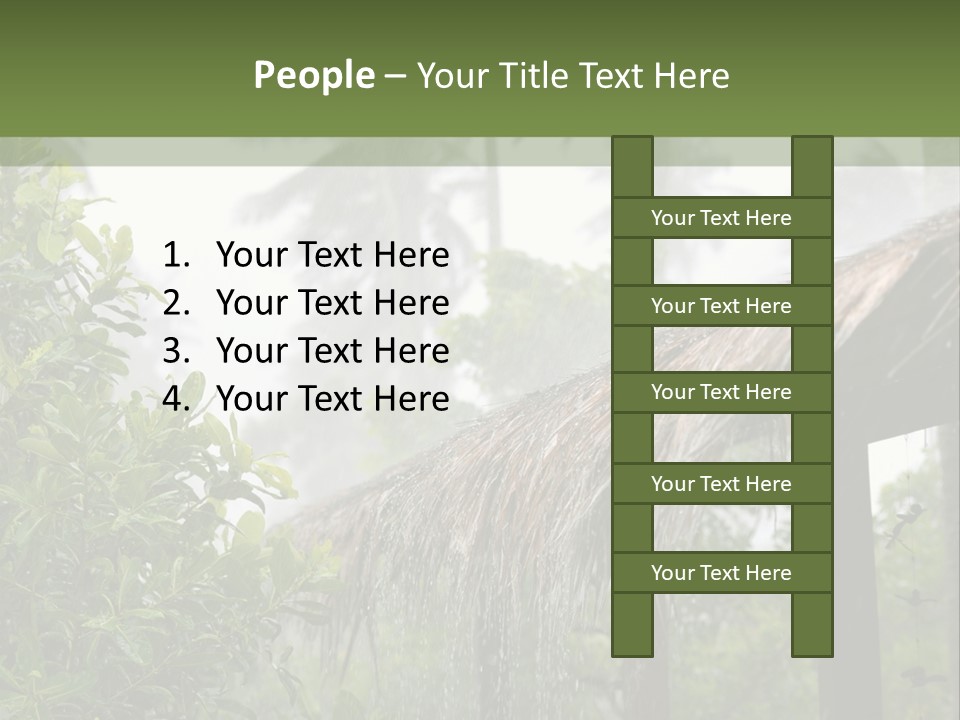 A House With A Thatched Roof In The Jungle PowerPoint Template