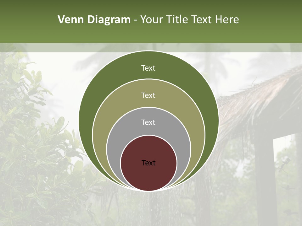 A House With A Thatched Roof In The Jungle PowerPoint Template