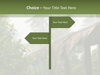 A House With A Thatched Roof In The Jungle PowerPoint Template