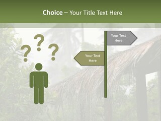 A House With A Thatched Roof In The Jungle PowerPoint Template