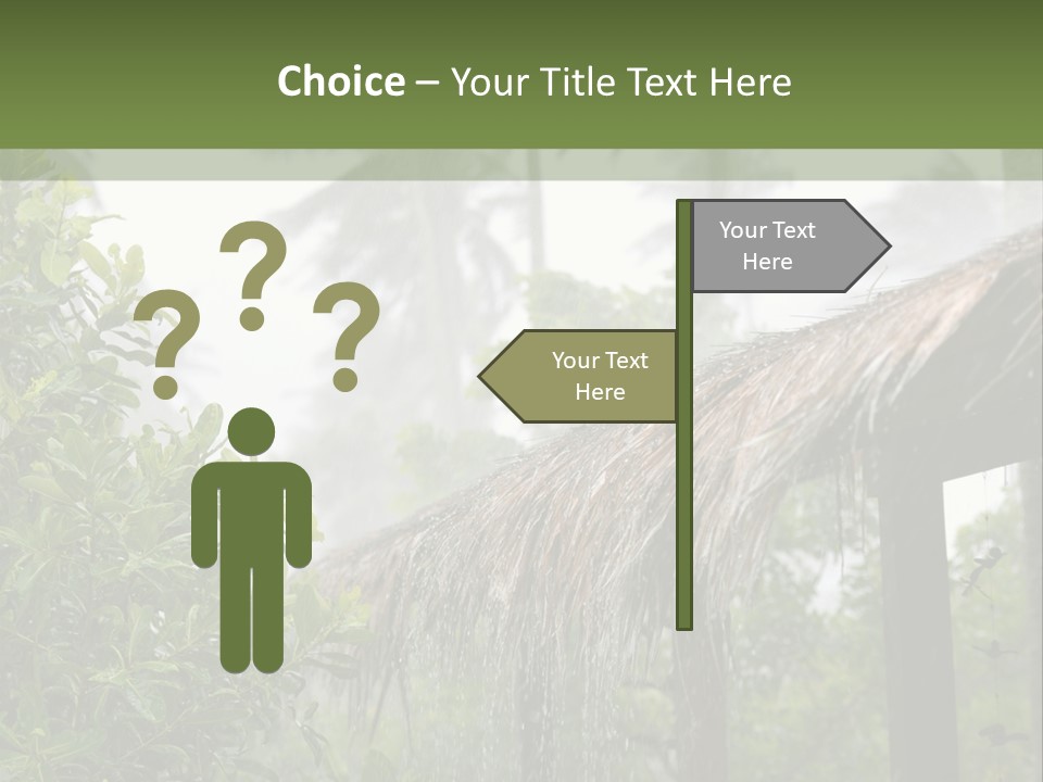 A House With A Thatched Roof In The Jungle PowerPoint Template