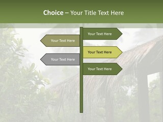 A House With A Thatched Roof In The Jungle PowerPoint Template