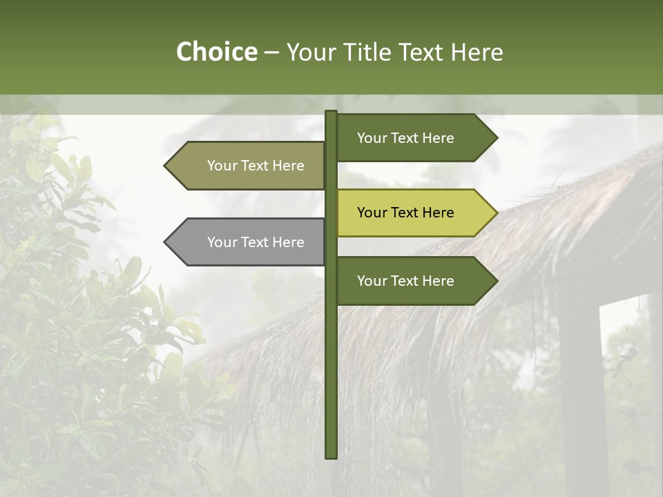 A House With A Thatched Roof In The Jungle PowerPoint Template