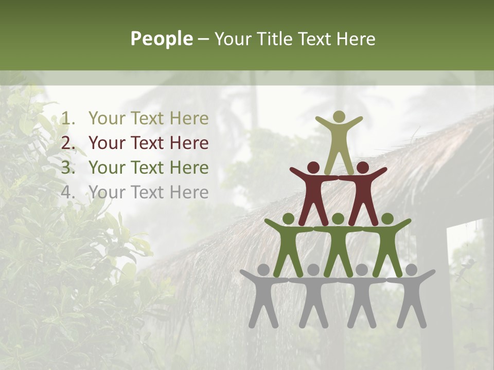 A House With A Thatched Roof In The Jungle PowerPoint Template