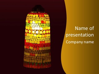 A Colorful Lamp On A Dark Background With A Yellow Border PowerPoint Template