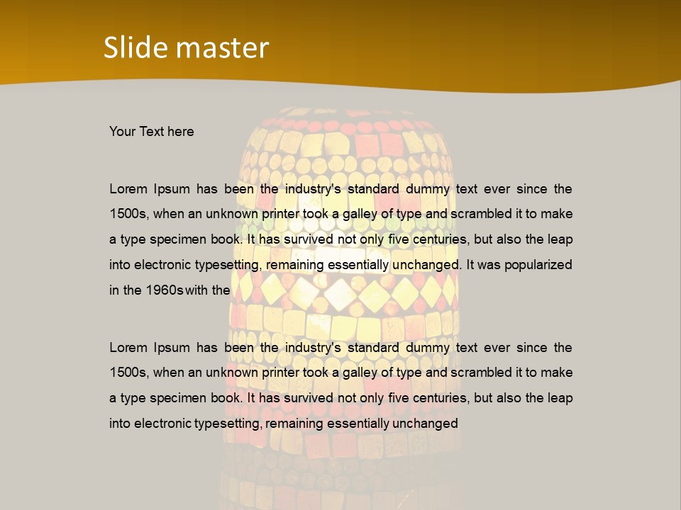 A Colorful Lamp On A Dark Background With A Yellow Border PowerPoint Template