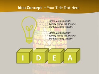 A Colorful Lamp On A Dark Background With A Yellow Border PowerPoint Template