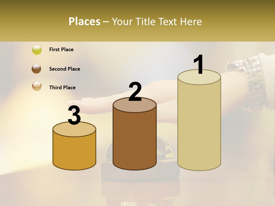 A Person's Hand Reaching Out To A Small Bell PowerPoint Template