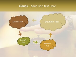 A Person's Hand Reaching Out To A Small Bell PowerPoint Template