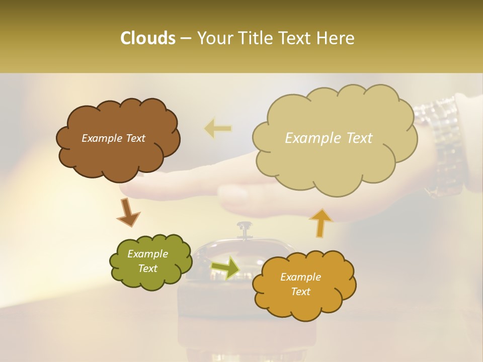 A Person's Hand Reaching Out To A Small Bell PowerPoint Template