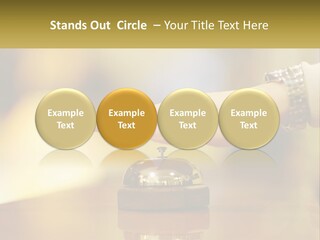 A Person's Hand Reaching Out To A Small Bell PowerPoint Template