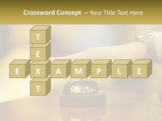 A Person's Hand Reaching Out To A Small Bell PowerPoint Template