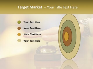 A Person's Hand Reaching Out To A Small Bell PowerPoint Template