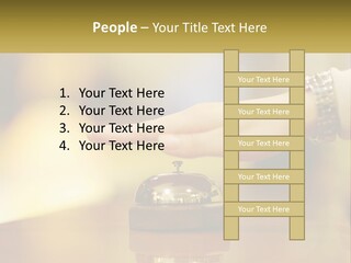 A Person's Hand Reaching Out To A Small Bell PowerPoint Template