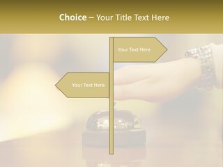 A Person's Hand Reaching Out To A Small Bell PowerPoint Template
